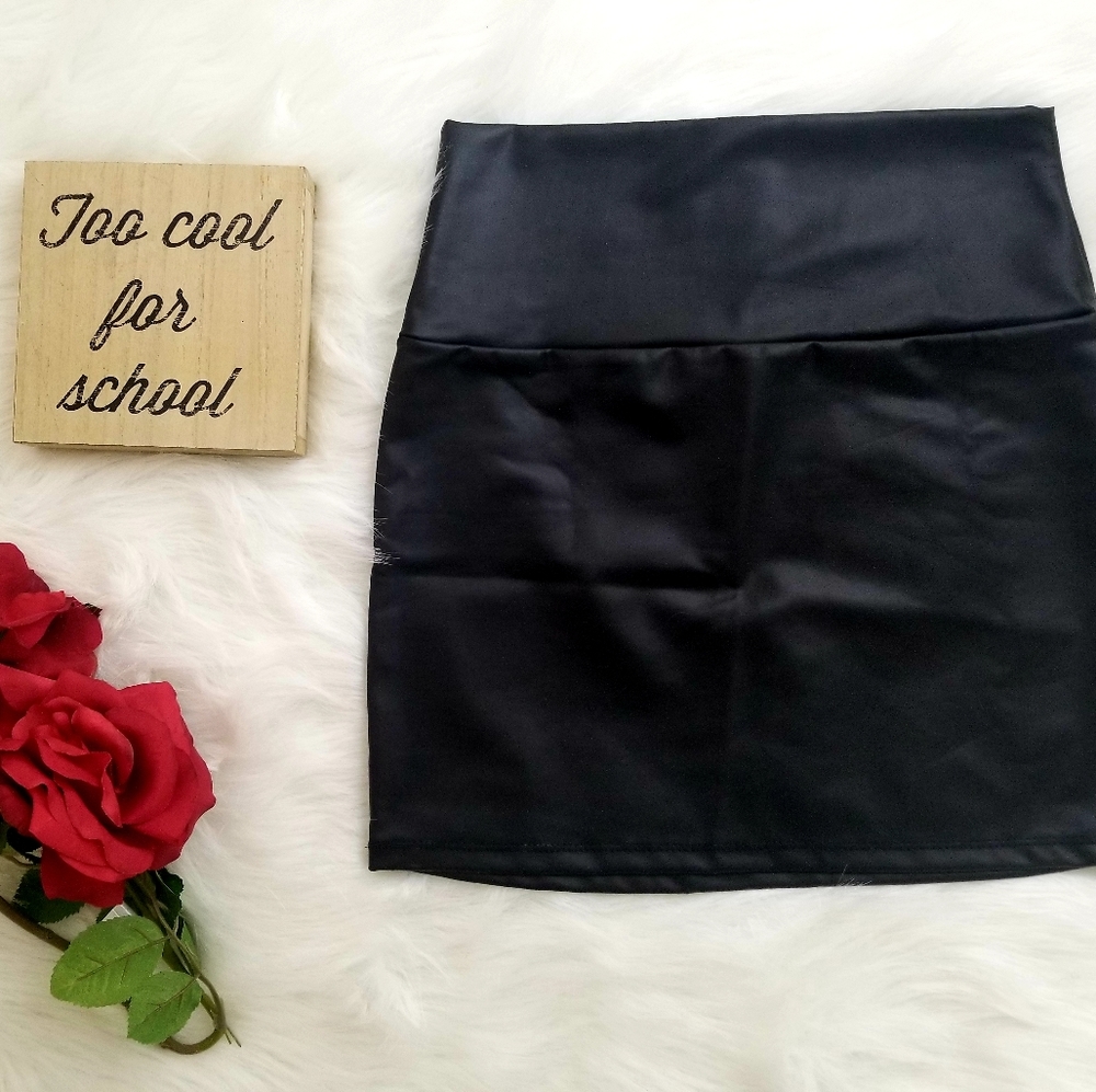 Black Faux Leather Skirt
